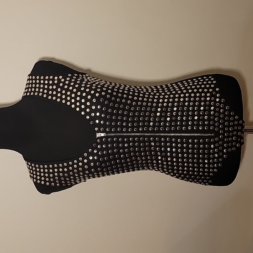 Studded Zippered Body Suit
